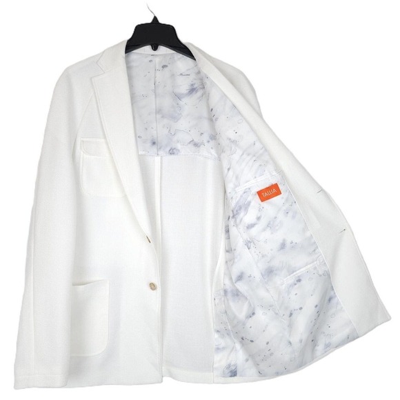 Tallia Men's Slim-Fit Stretch Lightweight Textured Sport Coat White 48R NWT - Picture 2 of 4